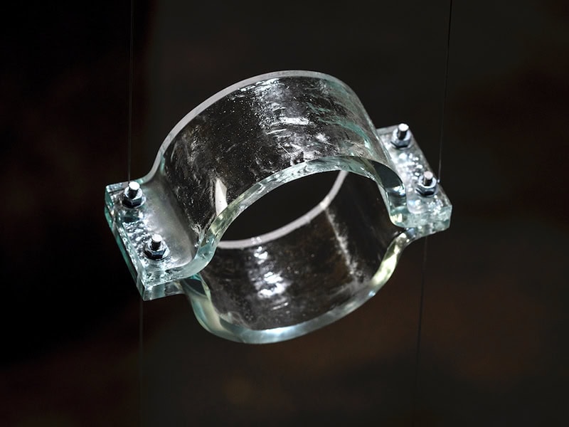 Teresa Milheiro, Pressure series, 2023, bracelet, cast glass, 4 ¾ x 4 x 1 ¾ inches (120 x 100 x 45 mm), photo: Eduardo Sousa Ribeiro, 2024