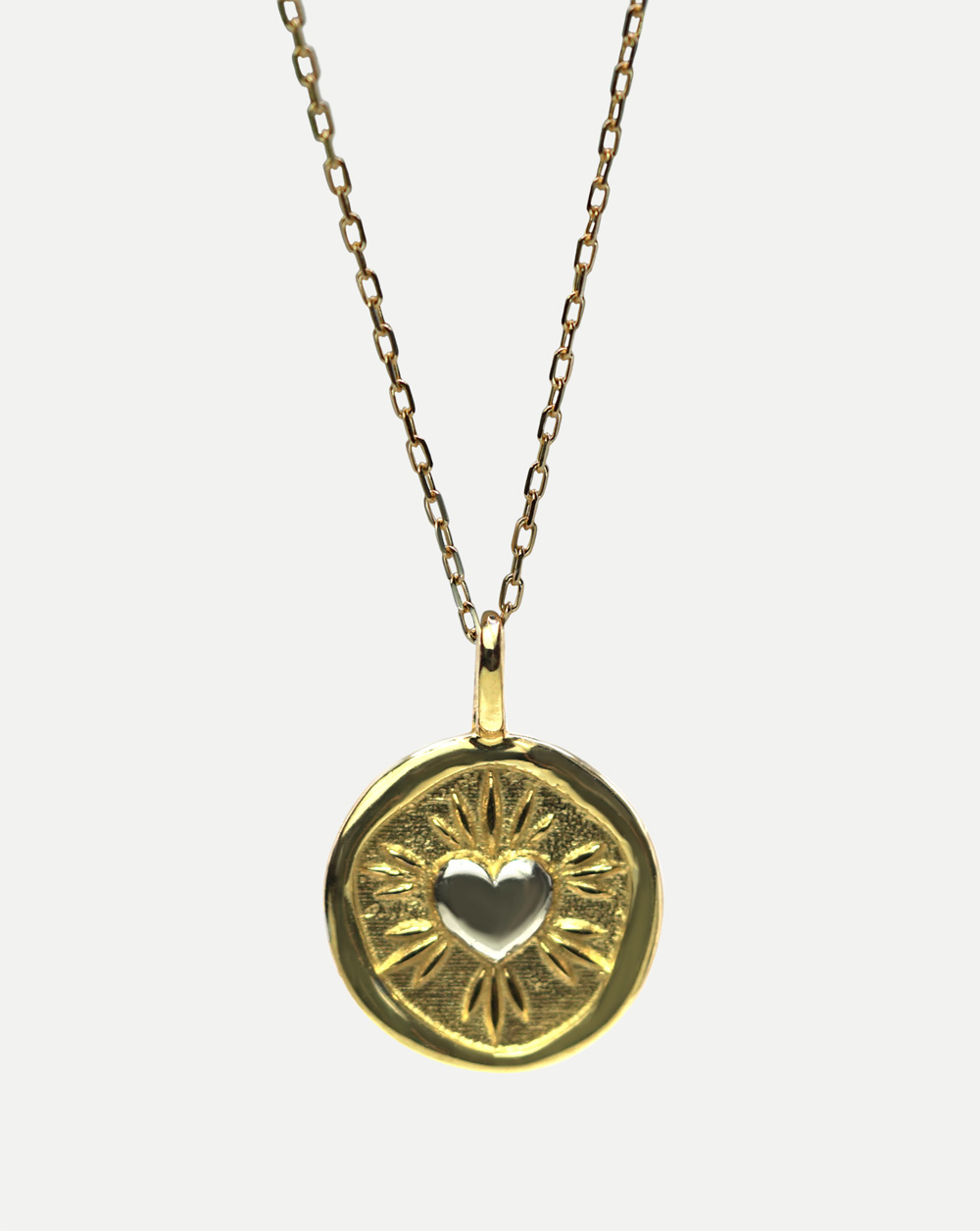 Heart Coin Necklace Charm 9 Karat Solid Gold Affordable Jewellery UK