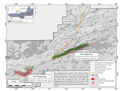 Figure 5: Drill holes completed during 2024 at the CV5 and CV13 spodumene pegmatites.