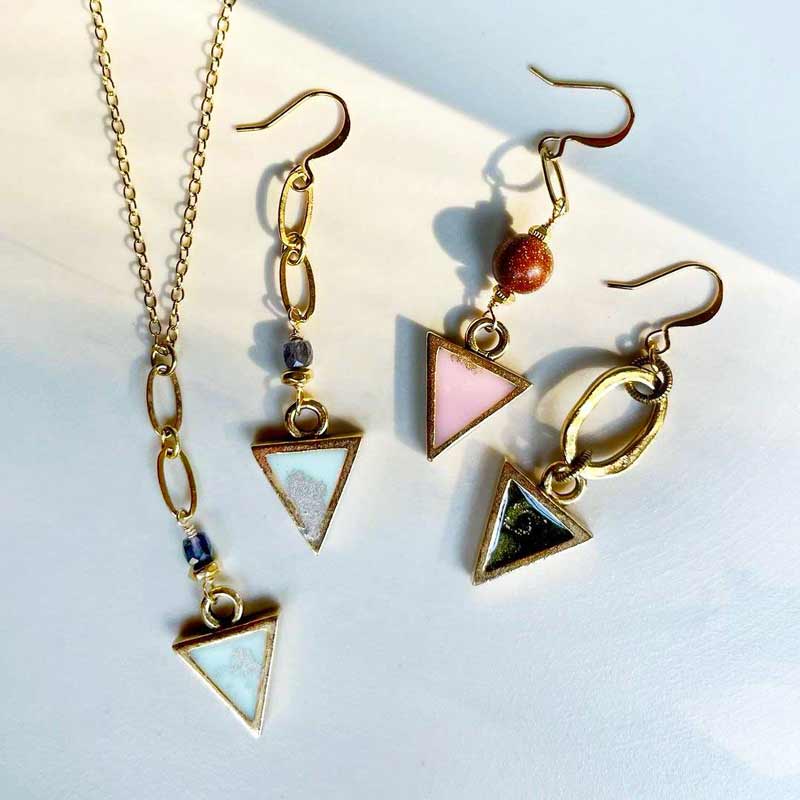 Triangle jewelry by Faith and Rhia Jewelry