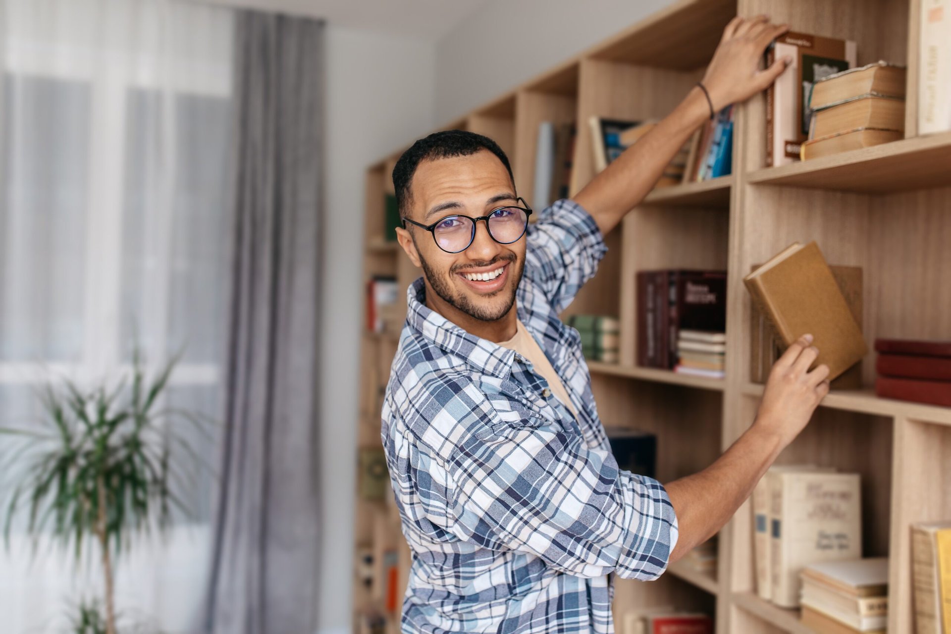 Man in a home library