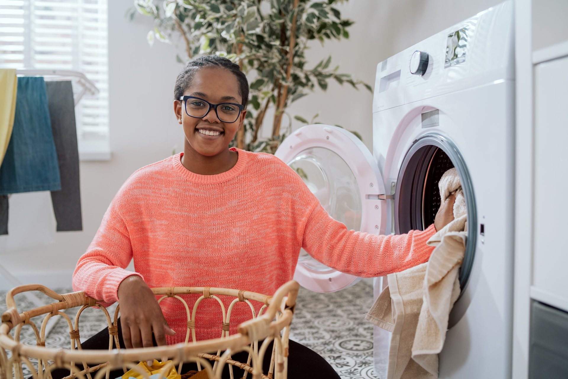 woman doing laundry