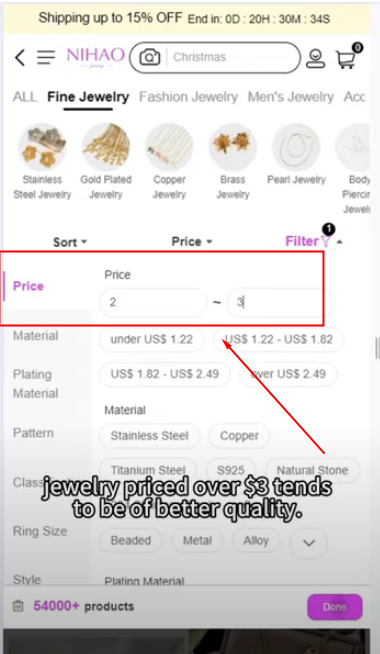 filter by price to choose high quality wholesale jewelry and accessories